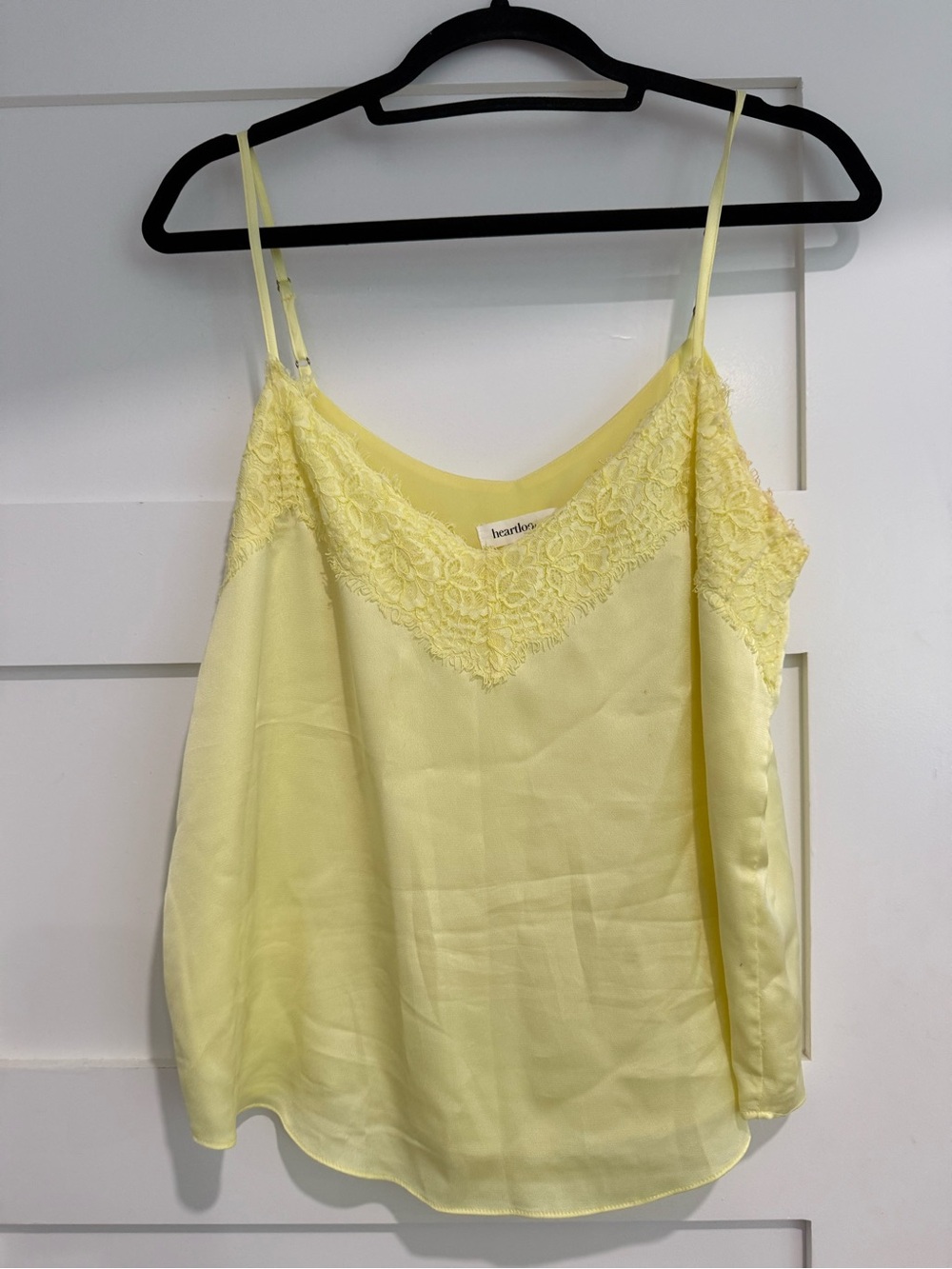 Heartloom Pale Yellow Lace-Trim Satin Cami